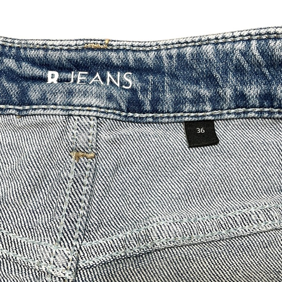 R JEANS Cotton Blend Split Front 5 Pocket Denim Midi Skirt Med Wash US Sz 36 - Picture 4 of 8